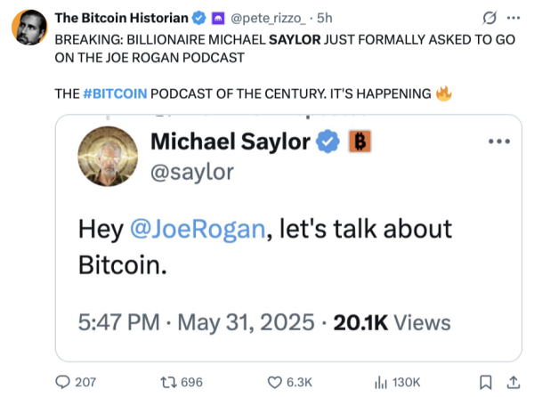 Майкл Сэйлор из стратегии хочет «поговорить с Биткоин» с Джо Роганом