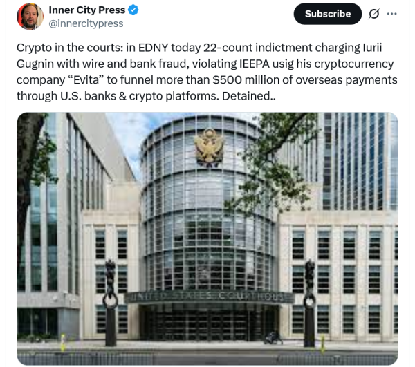 Основатель российской криптовалюты взимал 530 млн долларов США.